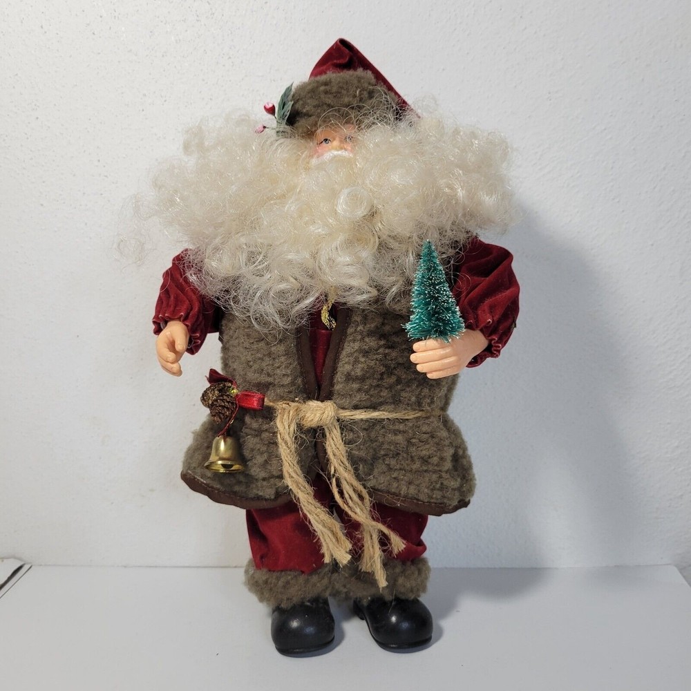 12" Santa Standing Plastic And Cloth - Picture 2 of 7